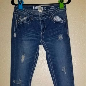 Hydraulic Vikki Super Skinny Heavy Stitched Distressed Women's Jeans Sz 9/10
